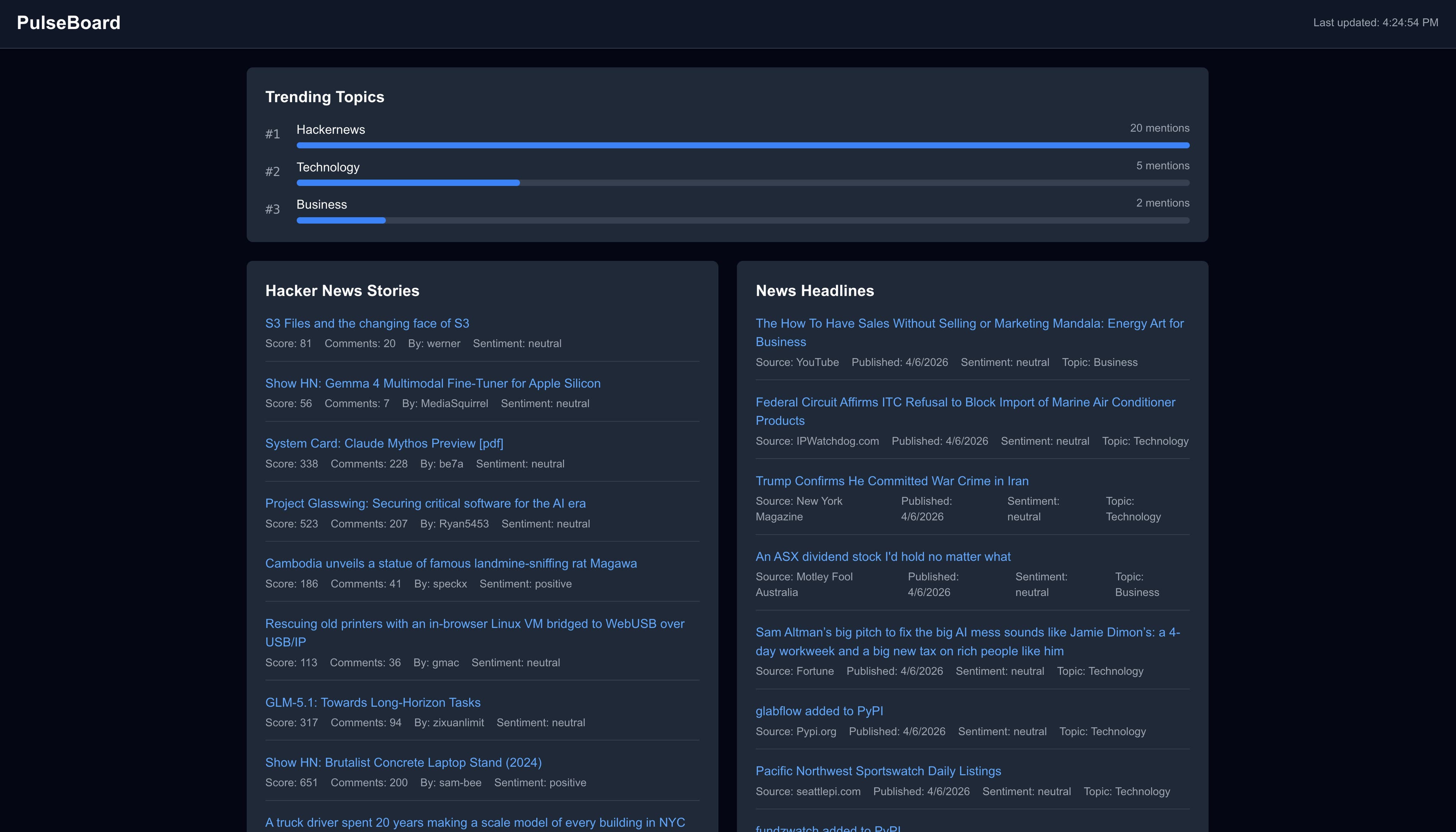 PulseBoard screenshot
